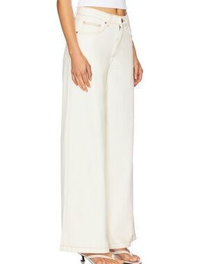 Seventy + Mochi Cream High Rise Wide Leg Jeans Contrast Stitching 28/32